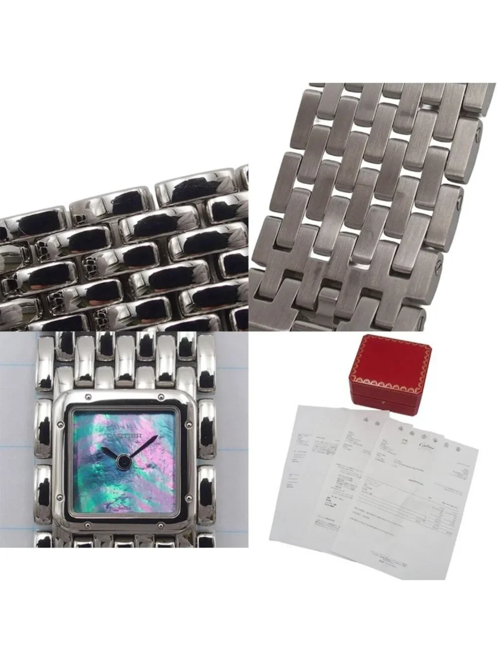 Cartier Panther Ribbon Blue Shell SS Watch Quartz Completed